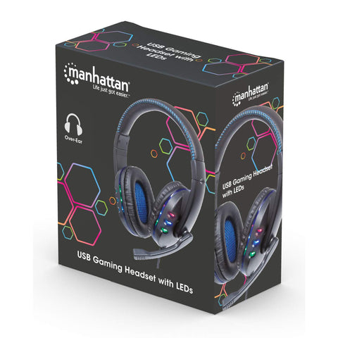 Audífono Manhattan Usb2.0 Gaming Con Micrófono Cable 1.8m Luz Led 176088