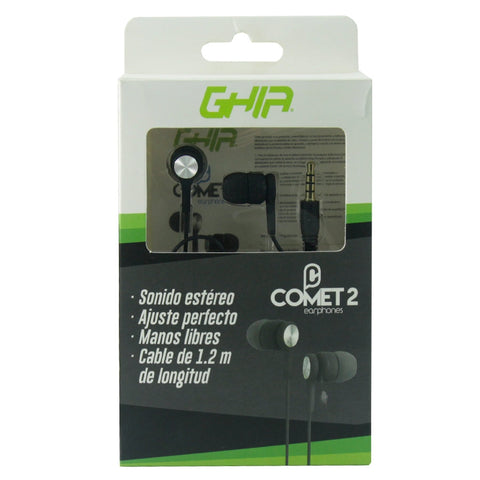 Audifonos Alambricos Ghia Comet2 Con Manos Libres,  Color Negro