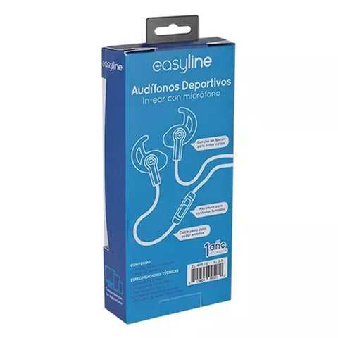 Audífonos Deportivos In-Ear Con Micrófono Easy Line By Perfect Choice Azul Con Gris