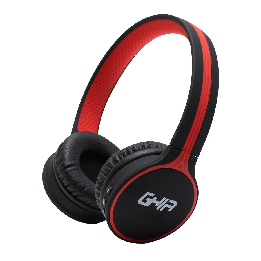 Audifonos Diadema Bluetooth Ghia N1 Hifi Sound Negro Con Rojo 10m Alcance Bt 4.2 Bateria 300mah