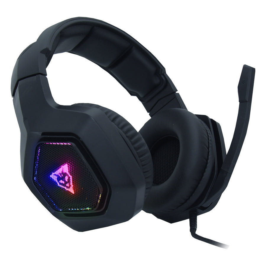 Audífonos Gamer Ocelot Tipo Diadema, Over Ear, Usb, 3.5mm, Color Negro, Alámbricos, Iluminación Tipo Rgb, Control De Audio, Micrófono Con Cancelación De Ruido, Ajustables, Multiplataforma, Rejilla
