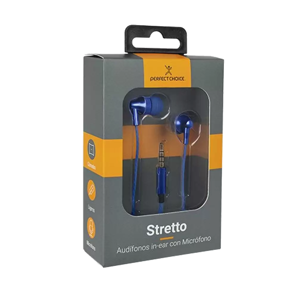 Audífonos In-Ear Con Micrófono Perfect Choice Stretto Azul