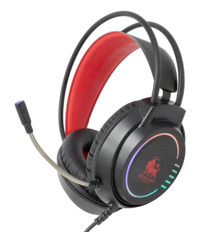 Audifonos Necnon Gaming Con Microfono Nbhg Kimera Negro Con Rojo Ncagki02f