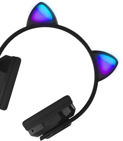 Audifonos Necnon On-Ear Bt Nbh-07 Con Orejas Luz Rgb Manos Libres Verde