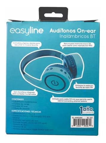 Audífonos On-Ear Inalambricos Manos Libres Con Bt Fm Sd 3.5mm Easy Line By Perfect Choice Verde