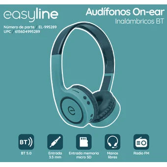 Audífonos On-Ear Inalambricos Manos Libres Con Bt Fm Sd 3.5mm Easy Line By Perfect Choice Verde