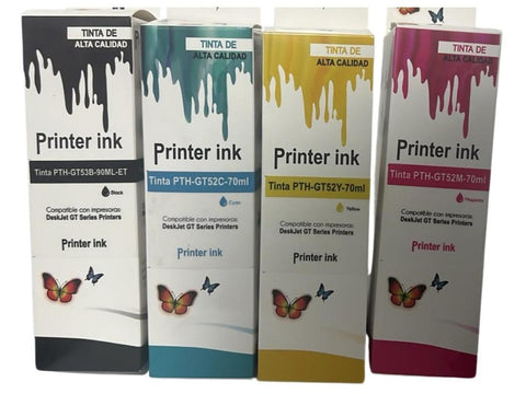 Kit de Tintas Compatibles HP GT53/GT52 (315, 415, 515, 530, 630) + Alto Rendimiento + Rinde Miles de Páginas sin Perder Calidad