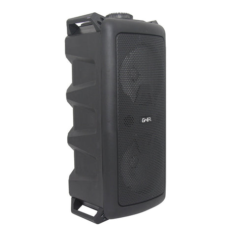 Bafle amplificado ghia doble bocina 6.5 pulg recargable, bt, usb, microsd, mic, cont.r., luz led