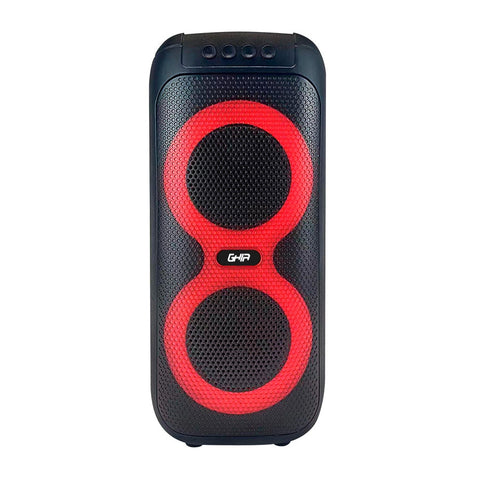 Bafle Ghia Amplificado Doble Bocina 4 Pulg Recargable, Luz Led Secuencial, Fm, Tws