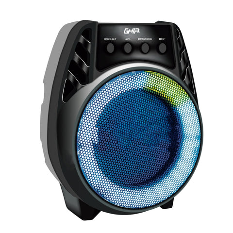 Bafle Ghia Amplificado Portatil Recargable Bocina 4 Pulg, Bt, Tws, Fm, Usb, Aux In, Luces Led