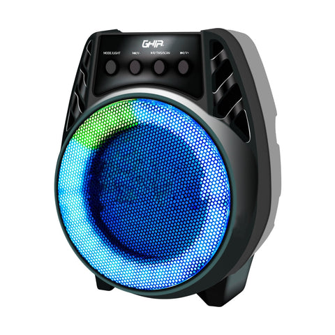 Bafle Ghia Amplificado Portatil Recargable Bocina 4 Pulg, Bt, Tws, Fm, Usb, Aux In, Luces Led