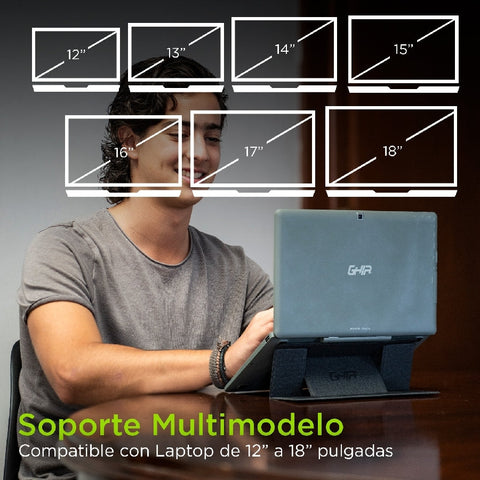 Base Ajustable Ghia Para Laptop O Tableta, Practico Y Delgado, Hasta 15.6 Pulgadas