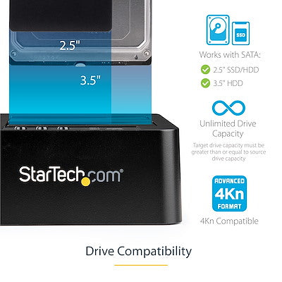 Base Clonadora Dock Station Usb 3.0 Y Esata Copiadora De Unidades De Disco Sata 6gbps De 2.5 Y 3.5 Pulgadas - Clonador Autonomo - Startech.Com Modelo Sdock2u33re
