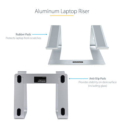 Base de escritorio para laptop, soporta 5kg, de aluminio, color plata, base riser elevador ergonómico para laptop, para macbook air/pro, dell xps, lenovo - startech.com mod. Laptop-stand-silver