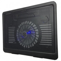 Base Enfriadora Brobotix Para Laptop Con Ventilador E Iluminacion Led, De Aluminio, Negro Con Negro