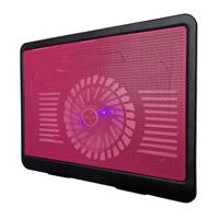 Base Enfriadora Brobotix Para Laptop Con Ventilador E Iluminacion Led, De Aluminio, Negro Con Rojo
