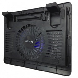 Base Enfriadora Brobotix Para Laptop Con Ventilador E Iluminacion Led, De Aluminio, Negro Con Negro