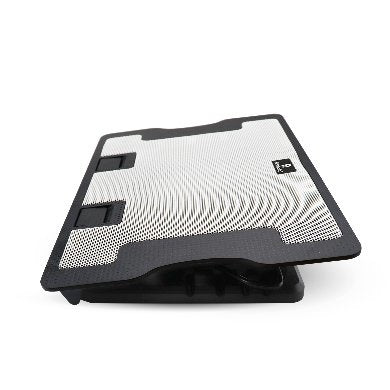 Base Enfriadora Brobotix Para Laptop De Hasta 17, Con Ventilador E Iluminacion Led, Angulo Ajustable Con Hub Usb, Blanco