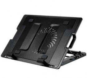 Base Enfriadora Brobotix Para Laptop De Hasta 17, Con Ventilador E Iluminacion Led, Angulo Ajustable Con Hub Usb, Negro