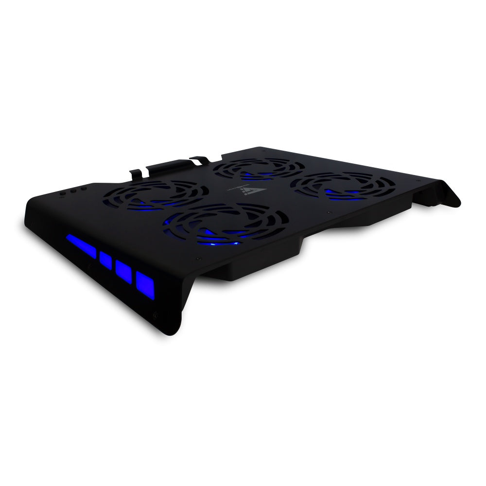 Base Enfriadora Game Factor 4 Vent Rgb, Usb, Aluminio, Negro Cpg400