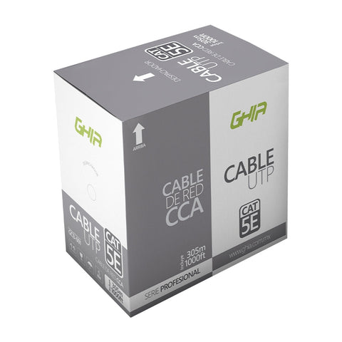 Bobina De Cable Marca Ghia Cat5e Utp Cca Color Gris 24 Awg 305m 1000ft Certificacion Ce, Rohs