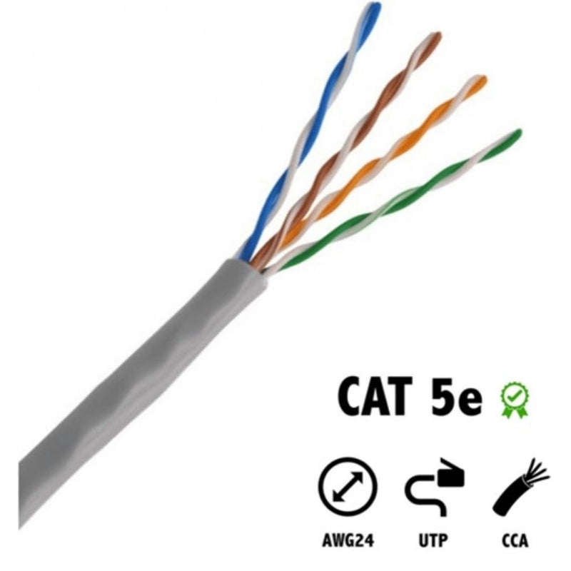 Bobina De Cable Marca Ghia Cat5e Utp Cca Color Gris 24 Awg 305m 1000ft Certificacion Ce, Rohs