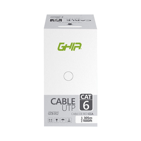 Bobina De Cable Marca Ghia Cat6 Utp Cca Color Blanco 23 Awg Utp 305m 1000ft Certificacin Ce, Rohs