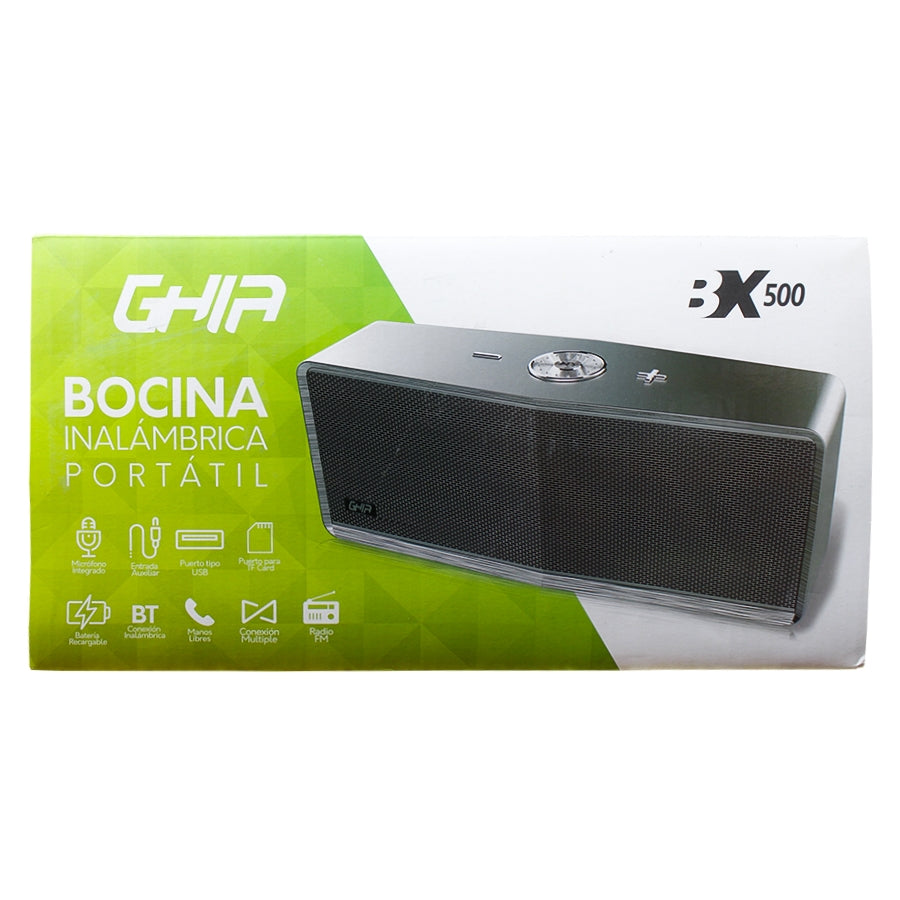 Bocina Bluetooth Bx500b Ghia Negra, 5w X2 Aux, Tws, Radio Fm, Micro Sd Card, Usb
