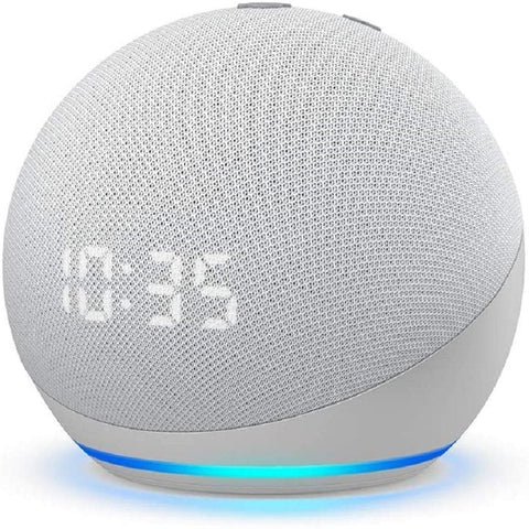 Bocina Echo Dot (4ta Generación) con Alexa y Reloj Digital Blanco