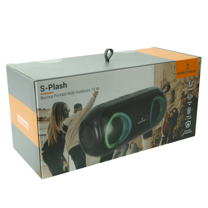 Bocina Inalámbrica Outdoors 16w  Splash Perfect Choice Negro