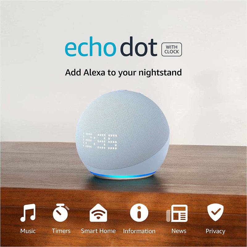 Bocina Inteligente Amazon Echo Dot 5 Con Reloj Cloud Blue