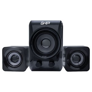 Bocina Para Pc 2.1 Ghia Negra con Gris Audio 3.5mm Alimentacion Usb 5w