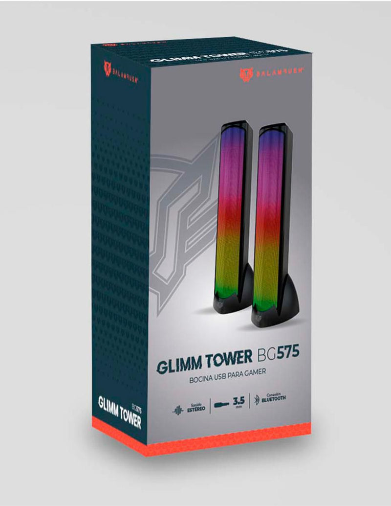 Bocina Usb Gamer Glimm Tower Bg575 2.0 Bt Rgb control Digital 10Wts Negro Br-936972