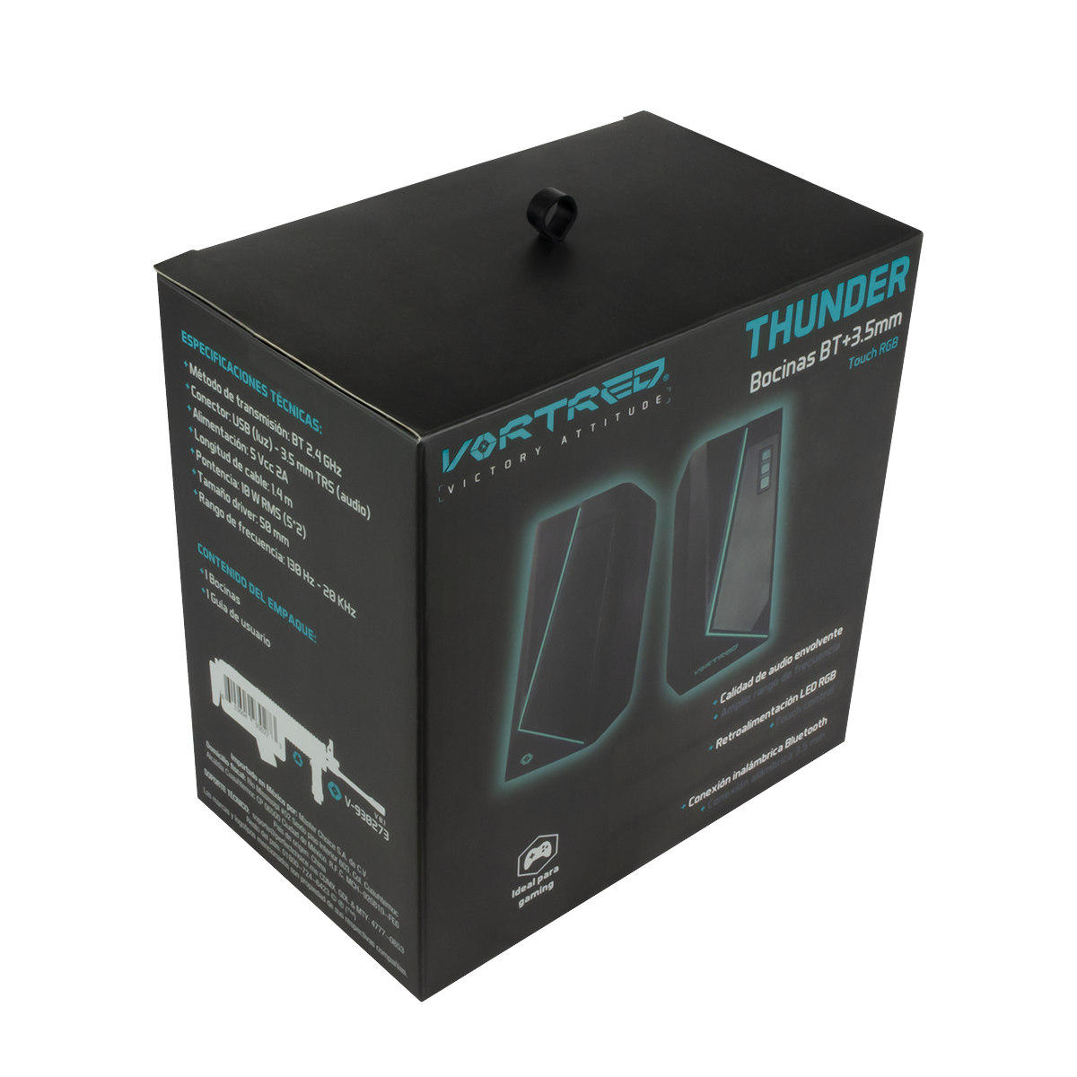 Bocinas Bt + 3.5mm Touch Rgb Vortred By Perfect Choice Negro