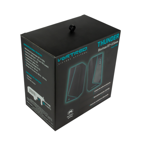 Bocinas Bt + 3.5mm Touch Rgb Vortred By Perfect Choice Negro