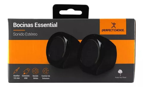Bocinas Estereo 2.0 Usb Essential Perfect Choice Negro