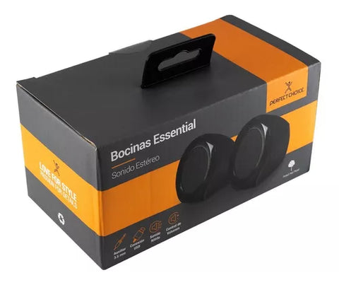 Bocinas Estereo 2.0 Usb Essential Perfect Choice Negro