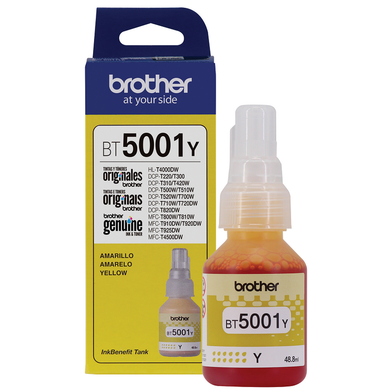 Botella De Tinta Brother Bt5001y Amarillo 5,000 Paginas