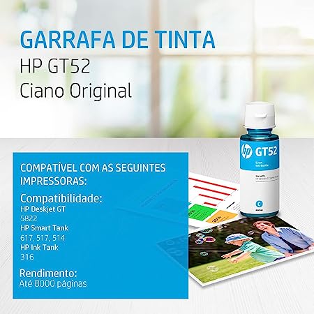 Botella De Tinta Original Magenta Hp Gt52 (M0h55al)