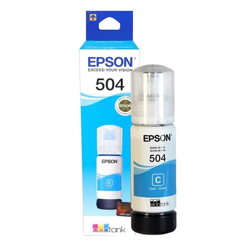 Botella Epson Ecotank T504 Cyan Serie L 70ml Dye (T504220-Al)