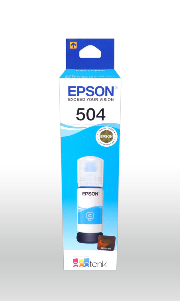 Botella Epson Ecotank T504 Cyan Serie L 70ml Dye (T504220-Al)