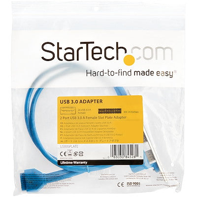Bracket De  2 Puertos Usb 3.0 Superspeed Con Conexión A Tarjeta Madre - 2x Usb 3.0 A Hembra - Idc 20 Pines Hembra - Startech.Com Modelo Usb3splate