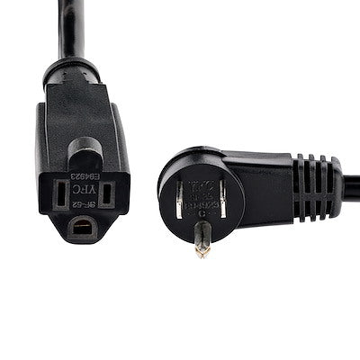Cable 2 Metros  De Extension De Alimentacion, Ángulo Recto Nema 5-15p A Nema 5-15r, 13a 125v, 16awg, Acodado, Alargador - Startech.Com Modelo Rfx-6f-Power-Cord