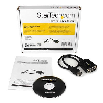 Cable Adaptador De 0.3 Metros Usb A Puerto Serie Serial Rs232 Con Retención Del Puerto De Asignación Com - 1x Db9 Macho - 1x Usb A Macho - Startech.Com Modelo Icusb232pro