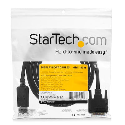 Cable Adaptador De 1.8 Metros Displayport A Dvi - Convertidor De Video - Mini Dp Macho - Dvi-D Macho - 1920x1200 - Pasivo - Negro - Startech.Com Modelo Dp2dvi2mm6