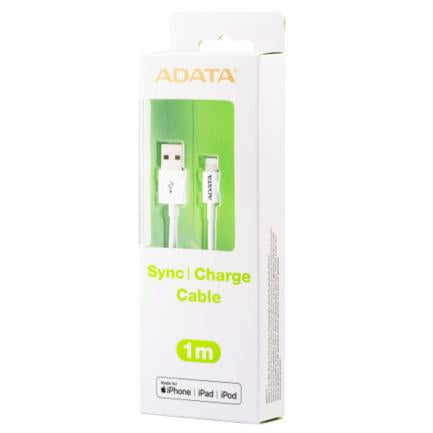 Cable Adata Lightning A Usb-A Para Apple 1 Metro, Blanco, (Amfipl-1m-Cwh)