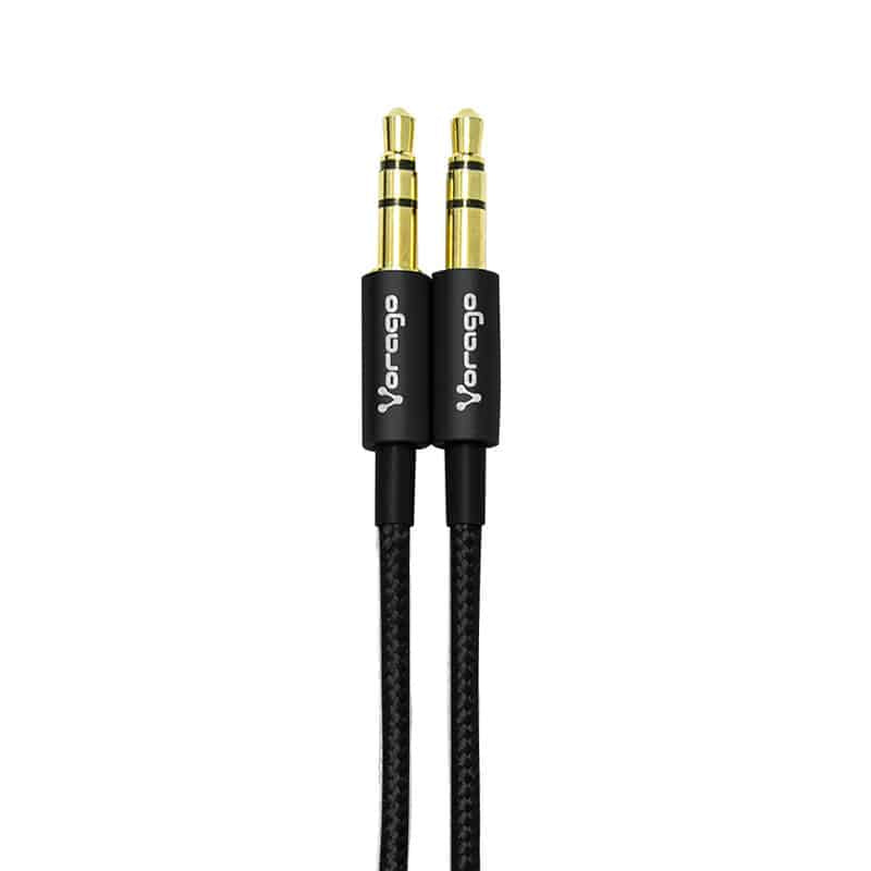 Cable auxiliar. Vorago. Cab-115. Color: negro metalico. A 3.5mm. Bolsa