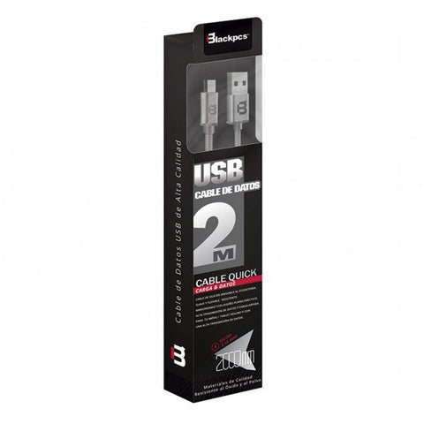 Cable Blackpcs (Ca-2M) V8 Gris 200 Cm Tejido 2.1A (Cagymt2M-3) 2