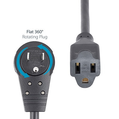 Cable De 1.8 Metros De Extension De Alimentacion - Cable Alargador De Corriente Rotativo Plano De 360deg - Nema 5-15p A Nema 5-15r - Startech.Com Modelo, Rtpac1016