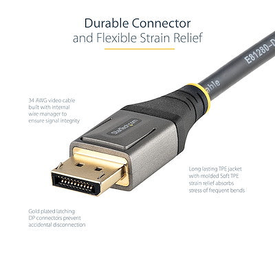 Cable De 2 Metros Displayport 1.4 Certificado Por Vesa - Hdr10 8k 60hz - Video Ultra Hd 4k 120hz - Cable Dp 1.4 Para Monitores - Cable Displayport A Displayport - M/M - Startech.Com Modelo,  Dp14vmm2m